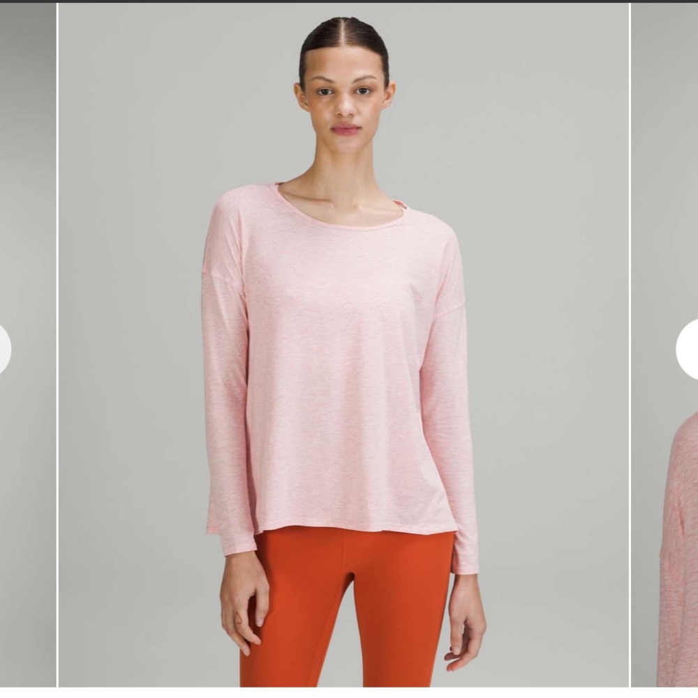 Lululemon. Back Into It Long Sleeve Heathered Pink Puff Top. Size 10-12.